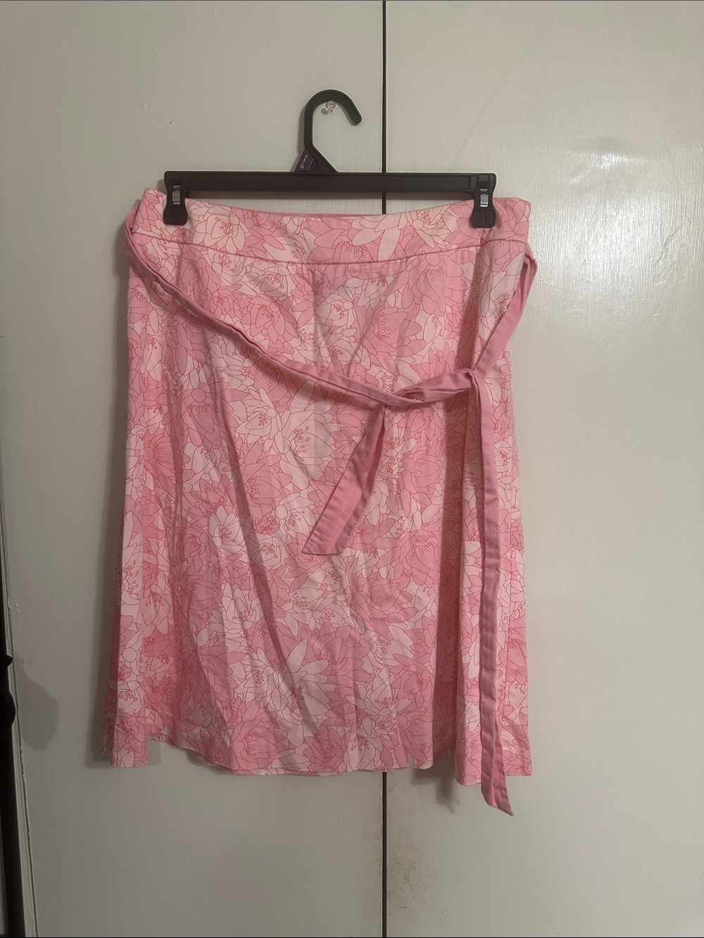 Apostrophe Pink Floral Wrap Midi Skirt with Waist Tie